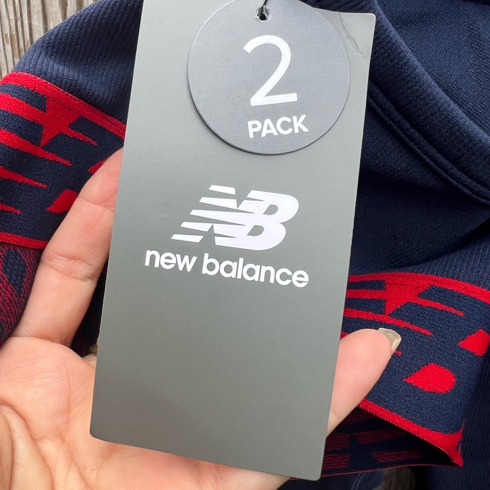 NEW BALANCE Blue Red Sports Bra Bike Short Set Womens Medium NWT NEW - Picture 4 of 10